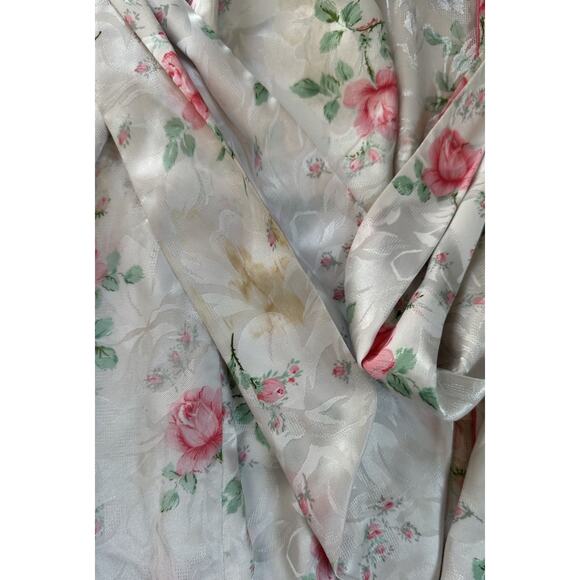 Vintage Christian Dior Floral Silk Robe Size Small Women’s White - Picture 7 of 7